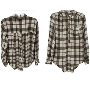 Anthropologie Size S Women's Brown Plaid Isadora Button Back Flannel Shirt